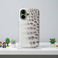 Étui de téléphone portable magnétique en cuir de crocodile d'Himalaya véritable, design élégant et luxueux pour iPhone 17