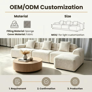 Boucle Fabric <b>Block</b> Modular Free Combination Cube Cloud Sectional Couch Minimalist Living Room Furniture - Product Image 3