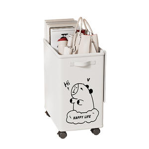 Chariot de rangement de bureau rectangulaire à roulettes, design de dessin animé, motif Happy Life, pour bureau et dortoir - Product Image 1