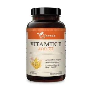 Vitamin E 400 IU Softgel Dairy Free Gluten Free Soy Free Antioxidant Rich Dietary Supplement Skin Heart Health Support