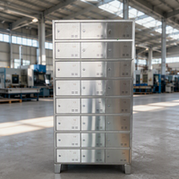 Armoire à chaussures industrielle en acier inoxydable avec trous de ventilation, armoire à chaussures pour personnel à 8 portes pour cantine