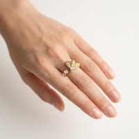 Bague abeille en or jaune 18 carats avec diamant hexagonal de 1,06 ct cultivé en laboratoire