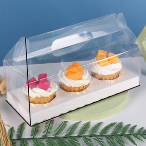 กล่องเค้กใสขนาด 4 นิ้วแบบพกพาพร้อมหูหิ้ว สำหรับร้านขายเค้กและขนมหวาน รับผลิตตามสั่งและสกรีนโลโก้ - Product Image 3
