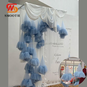 Rideau en tissu de soie glacée noire personnalisé pour les événements de mariage et les fêtes, avec des perles en mousse - Product Image 5