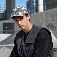 Casquettes de sport et de camping Kaxi BQM331 à 5 panneaux réglables en polyester – Non structurées, camouflage, mode décontractée, sportives, respirantes pour l'été