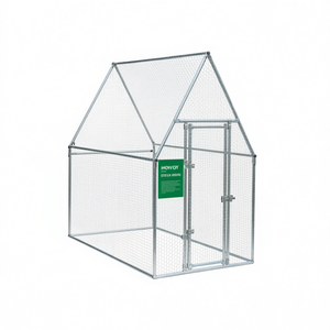 Cage à poules 78,7x39,4x74,8 pouces en acier galvanisé argenté, durable pour l'extérieur, pour l'élevage des poules - Product Image 1