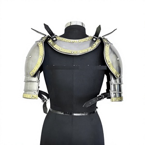 Plaque d'armure d'épaule en métal peinte sur mesure, ensemble d'armure de costume, plaqué argent, découpé et imprimé, accessoire de bataille historique pour le cosplay - Product Image 3
