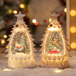 Dropshipping Shopify Christmas Tree Snow Globe With Lights <b>Glitter</b> Waterless Tabletop Decor Night Light - Product Image 4