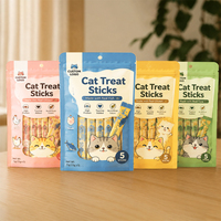Sachets en Mylar imprimés numériquement sur mesure, scellés sur 3 côtés, avec fenêtre, pour friandises pour chats et snacks pour animaux de compagnie