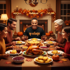 Camiseta No Crumbs Fall Holiday de Manga Corta con Cuello Redondo Unisex para Adultos, para Fiestas de Acción de Gracias, Reuniones Familiares, con Impresión en Serigrafía - Product Image 3