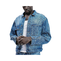 OEM Veste de printemps en jean classique surdimensionné décontractée personnalisée de haute qualité pour hommes Jeans excellents Style vintage Motif léopard délavé