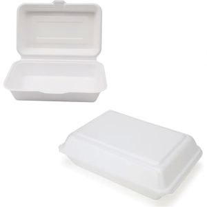 Customized 10"x6"x2.5" Disposable Bio Fish and Chips <b>Container</b> Box Hot Sale 33g Bagasse Compostable Lunch Box - Product Image 1