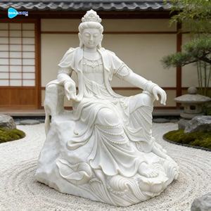 Estátua de Buda Feminina Kuan Yin em Pedra de Mármore Natural em Tamanho Real 100 cm - Product Image 4