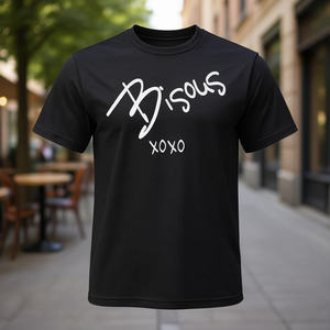 Camiseta Bisous Negra Unisex para Adultos, Cuello Redondo, Manga Corta, Impresión Serigráfica Promocional XOXO - Product Image 3