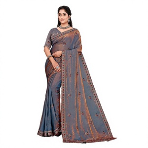 Sari de Satén Fandy de Diseño Indio Vexotrend para Mujer, Hermoso Diseño Patola, Estilo Tradicional para Bodas, Fiestas y Diwali, Envío Rápido - Product Image 1