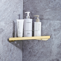 Accessoires de salle de bain HF, étagère de douche murale en acier inoxydable 304 doré, étagère d'angle pour rangement sous la douche