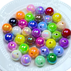 Jinzhi RTS acrylique 16m coloré éblouissant UV anti-rayures trou droit perles rondes bricolage accessoires perlés à la main - Product Image 1