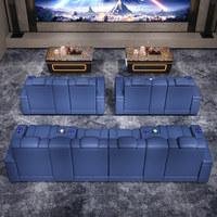 Fauteuils de cinéma modernes inclinables électriques pour home cinéma avec éclairage d'ambiance LED bleu – Ensemble de sièges de luxe pour salle de cinéma