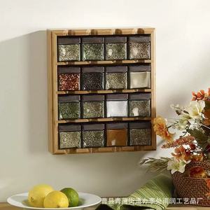<b>Bamboo</b> Kitchen Storage Rack 16 Compartments Wall Mounted Spice Organizer For Spices And Household Items - Product Image 1