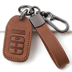 kılıf deri araba Suppliers-Yüksek kaliteli dayanıklı özel araba logosu anahtar kutu tutucu deri araba anahtarı kapağı ile 3/4 /5/6 düğme araba tüm mldels anahtarlık