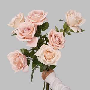 Nueva Llegada, Rosa Carola Artificial de Tacto Real, Rosa <span class=keywords><strong>Azul</strong></span> con Sensación Húmeda al Tacto, para Decoración de Mesas de Boda - Product Image 6