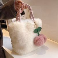 Sac fourre-tout réutilisable en similicuir blanc et rose avec motif cerise, sac à bandoulière pour femme
