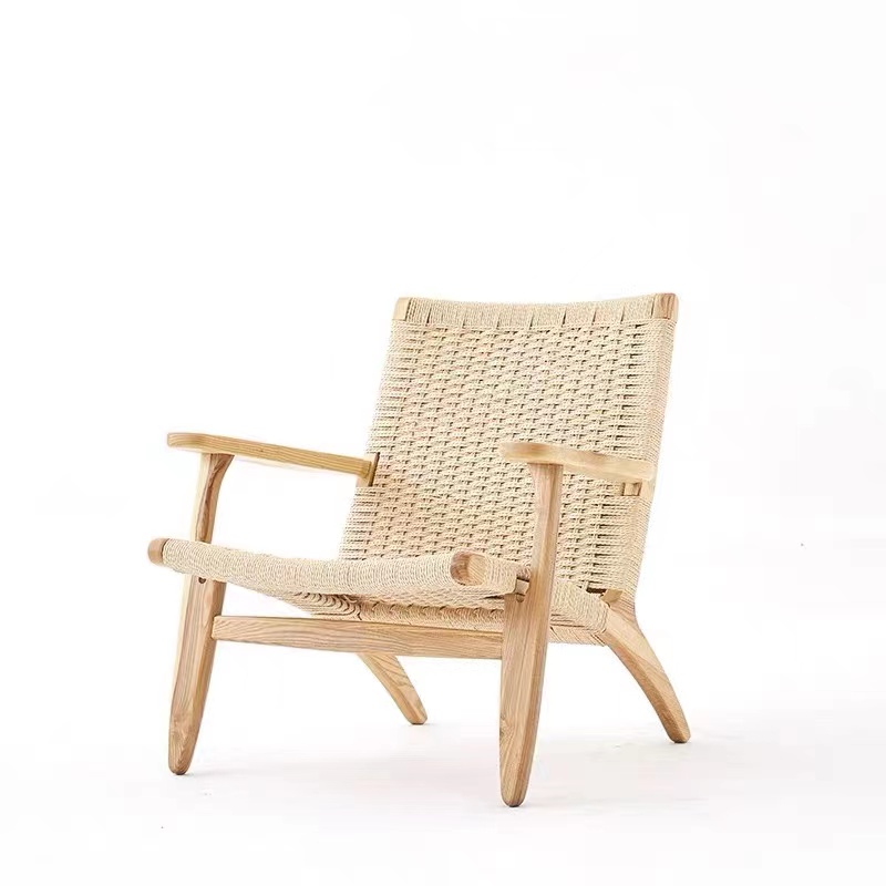 Modern leisure indoor home furniture ins oak rope wicker modern living room lounge chair