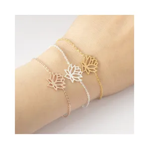 HP Lotus Bracelet Stainless Steel Women Girl Gift Flower Bracelet Custom Gold Plated Bracelet