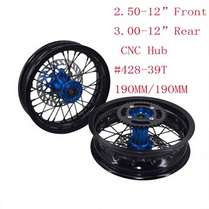 Jantes de moto supermotard 12 pouces en alliage d'aluminium CNC avec moyeu et rayons, roues 2.50-12" et 3.00-12" - Product Image 4
