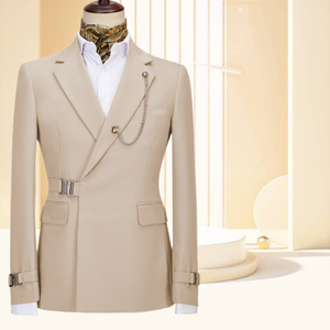 Herrenanzüge <span class=keywords><strong>2</strong></span>-teiliges Slim-Fit-Set Metallverschluss individuelle Abschlussball-Ehezeitsanzüge für Herren Smoking-Anzüge spezielles Knopf-Design Blazer+Hose - Product Image 4