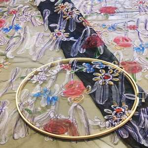 Robe brodée Organza dentelle fleur plat Mes dentelle nigériane broderie dentelle tissu à vendre - Product Image 2