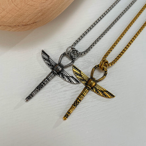 Hip Hop 18k Plaqué Or Libellule Pendentif En Acier Inoxydable Coulée Collier <span class=keywords><strong>Croix</strong></span> <span class=keywords><strong>de</strong></span> Vie <span class=keywords><strong>Ankh</strong></span> Pendentif pour Hommes Amulette <span class=keywords><strong>De</strong></span> Protection - Product Image 1