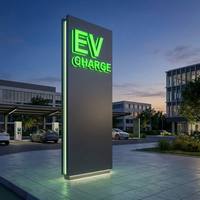 Pylône publicitaire monolithique pour la recharge de véhicules électriques, résistant aux intempéries, en acier inoxydable, pour centre commercial
