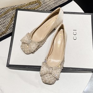 Scarpa singola diamantata d'acqua per donna con piedi allargati e paffuti grandi taglie 41-43 per dimagrire e bocca poco profonda 2025 nuovo modello - Product Image 4