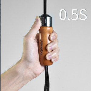 Paraguas de Lluvia de Lujo de 27 Pulgadas, 10 Varillas, Doble Capa, Tela Impermeable 210T, Apertura y Cierre Automático, Mango de Madera - Product Image 2