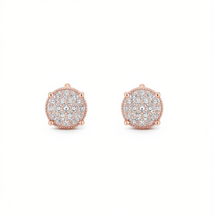 Orecchini a Perno con Diamanti Placcati in Oro Rosa, Nucleo in Rame, Taglio Brillante, Diamanti Naturali Colore H, Gioielli Classici per Uso Quotidiano - Product Image 1