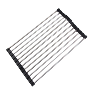 Dish Drying Rack Multipurpose Roll Up Dish Drying Rack Trivet - Heavy Duty Silicone-Coated Stainless Steel Roll Up Rack
