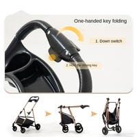Carrito de Viaje para Mascotas de Lujo, Plegable, de Aluminio, Impermeable, Resistente y Transpirable, con 4 Ruedas, Portavasos y Almacenamiento, para Perros