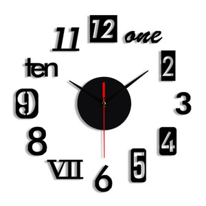 90CM Big Home <span class=keywords><strong>Wanduhr</strong></span> 3D DIY Acryl spiegel Aufkleber - Product Image 1