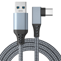 Chargeur de casque VR, câble à angle droit, tressage en nylon, 3.0 3A, charge rapide, coude à 90 degrés, câble USB vers type C pour lunettes VR