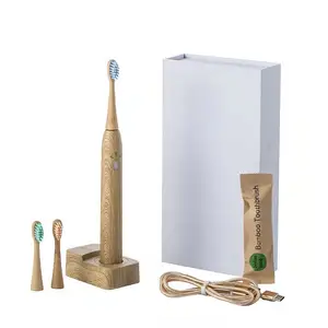 Brosse à dents électrique intelligente, en bambou, naturelle, sonique, étanche, légère, automatique, écologique, 5 Modes