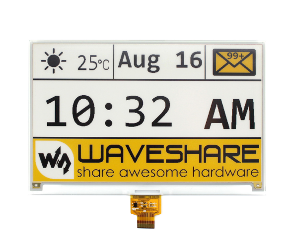 7.5Inch 640x384 Yellow/Black/White Three-Color SPI Interface Large E-Paper E Ink Display Screen Monitor