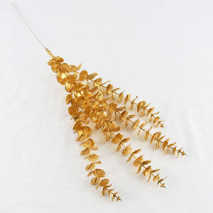 M238 Decoración <span class=keywords><strong>de</strong></span> Fiesta al por Mayor, Planta Artificial <span class=keywords><strong>de</strong></span> Eucalipto Dorado <span class=keywords><strong>de</strong></span> Plástico, Hojas Doradas <span class=keywords><strong>de</strong></span> Palma - Product Image 1