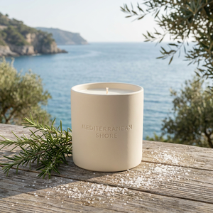 <span class=keywords><strong>Bougie</strong></span> parfumée Côte Méditerranéenne, cire de colza, pot en céramique, senteur de sel et figue laiteuse, décoration d'intérieur - Product Image 1