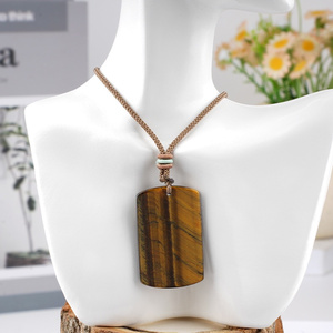 Collar con Colgante Rectangular de <span class=keywords><strong>Piedras</strong></span> Preciosas Naturales al por Mayor, para Hombre y Mujer, Amuleto de Piedra Genuina, Regalos de Amuleto de la Suerte - Product Image 2