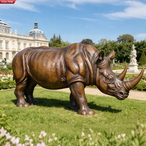 YOUFINE Estatua de Rinoceronte de Bronce de Tamaño Real, Escultura de Rinoceronte, Arte de Vida Silvestre para Jardín o Propiedad - Product Image 1