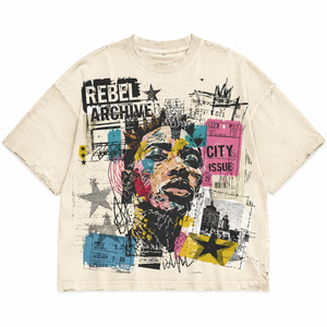 Camiseta Oversize de Algodón Pesado 300Gsm con Lavado Vintage, Gráfico de Diamantes de Imitación, Hombro Caído, Logo Personalizado para Hombre - Venta al por Mayor - Product Image 1