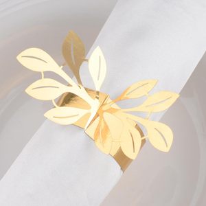50 Stück Goldblätter Serviettenhalter Reflektierende Goldblatt-förmige Papier-Serviettenringe für Dinner-Partys und Festliche Tischdekoration - Product Image 1