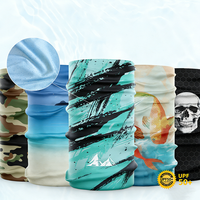 Cache-cou tubulaire en maille rafraîchissante à séchage rapide, motif logo personnalisé, en soie glacée, protection UPF50+, pour l'été et les activités de plein air (pêche)