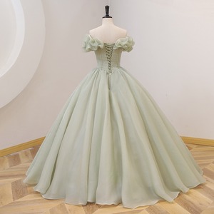 Strapless Evening Gown Light Green Empire Waist Ruffles Formal Dress For Banquet Annual Meeting - Product Image 4